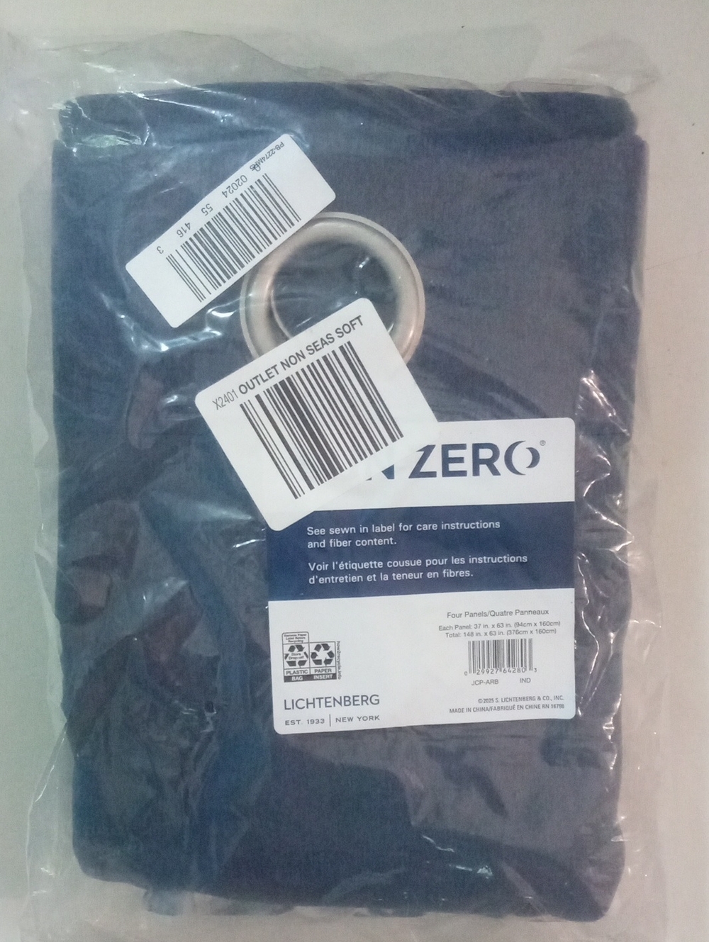 2 Sun Zero Navy Panels & 2 Semi Sheer Floral Panels 63" Long NWT $108